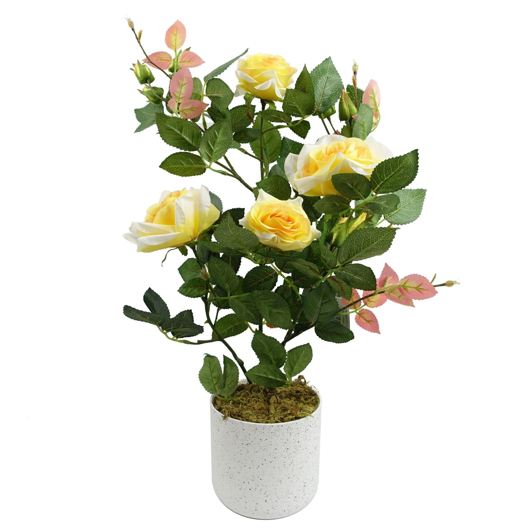 50cm Artificial Yellow Rose Plant in Potted Decorative Pot