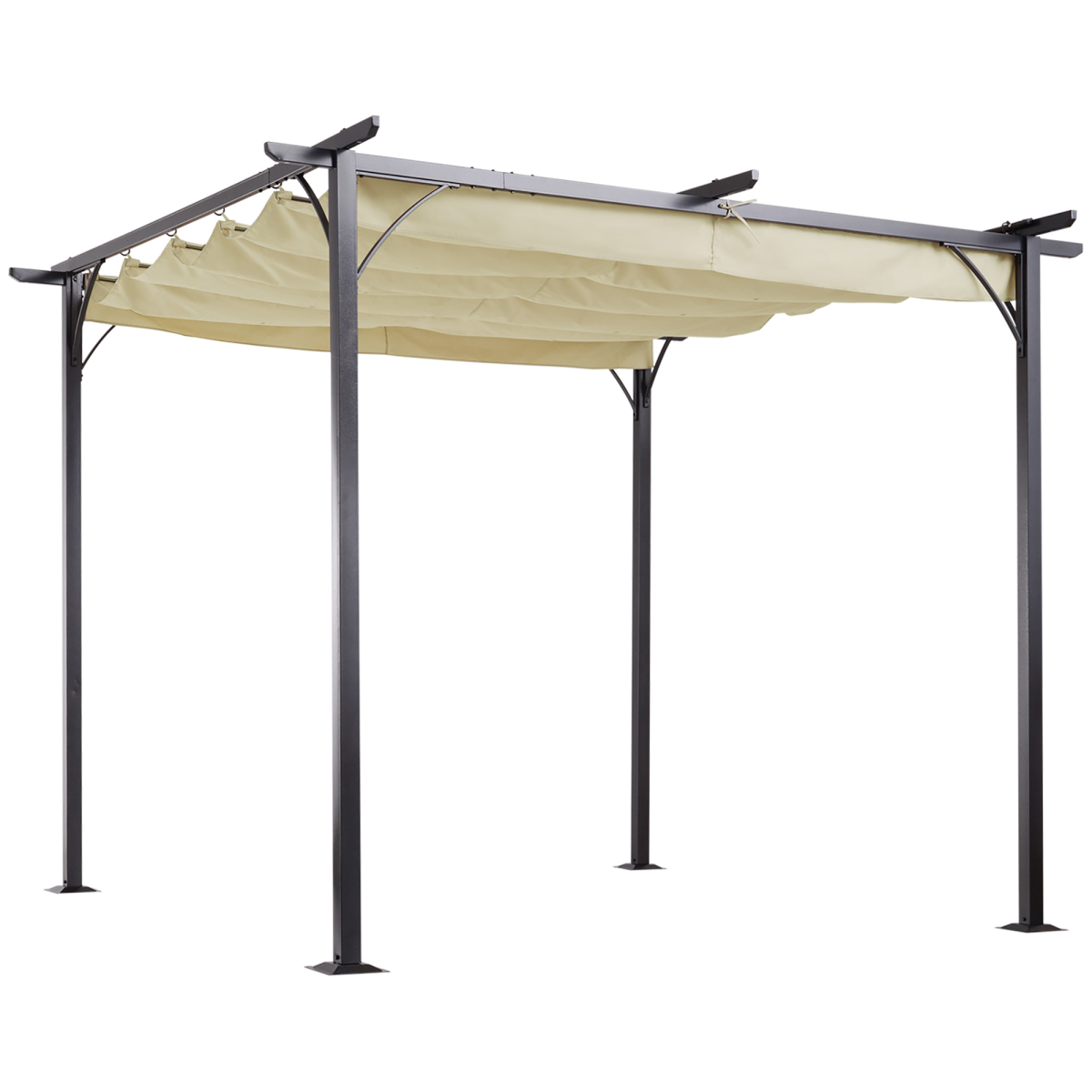 3x3m Outdoor Metal Pergola with Retractable UV-Resistant Canopy for Garden and Patio