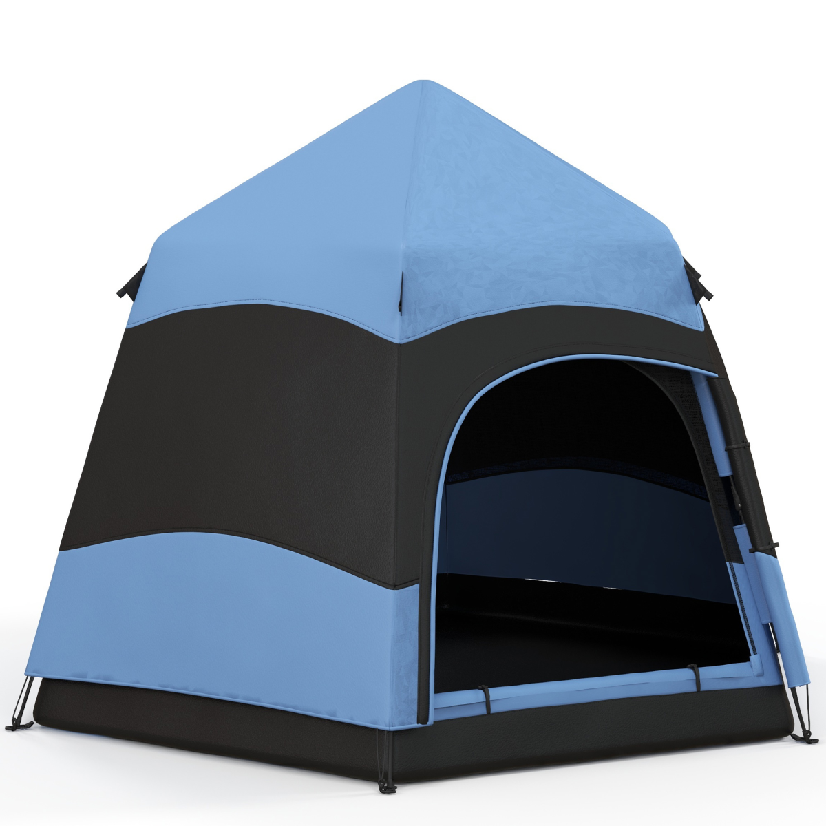 Outsunny 4 Person Pop Up Camping Tent, Water-Resistant, 2 Doors, Mesh Windows, Blue and Black