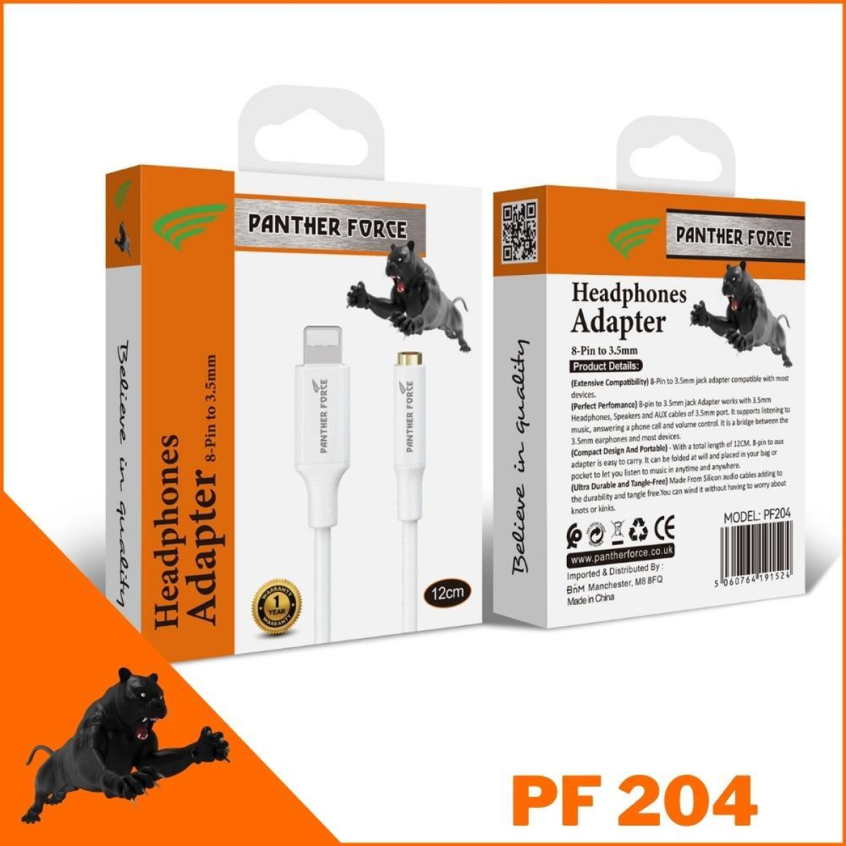 Panther Force 8-Pin to 3.5mm Headphones Adapter