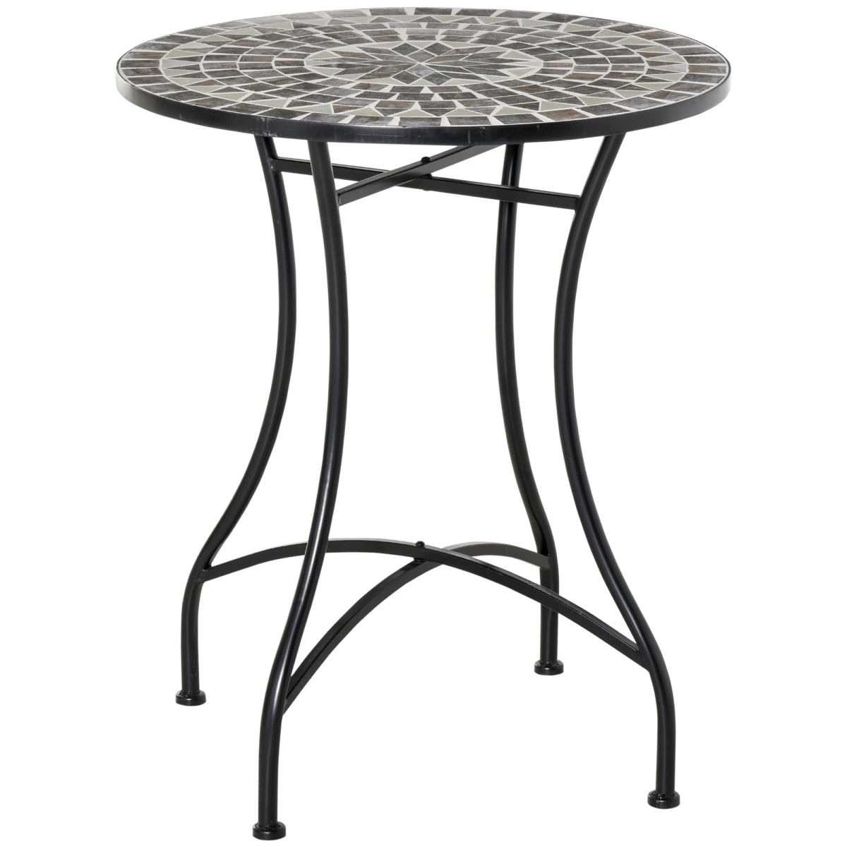 Outsunny Mosaic Side Table for Garden, Patio & Balcony Grey