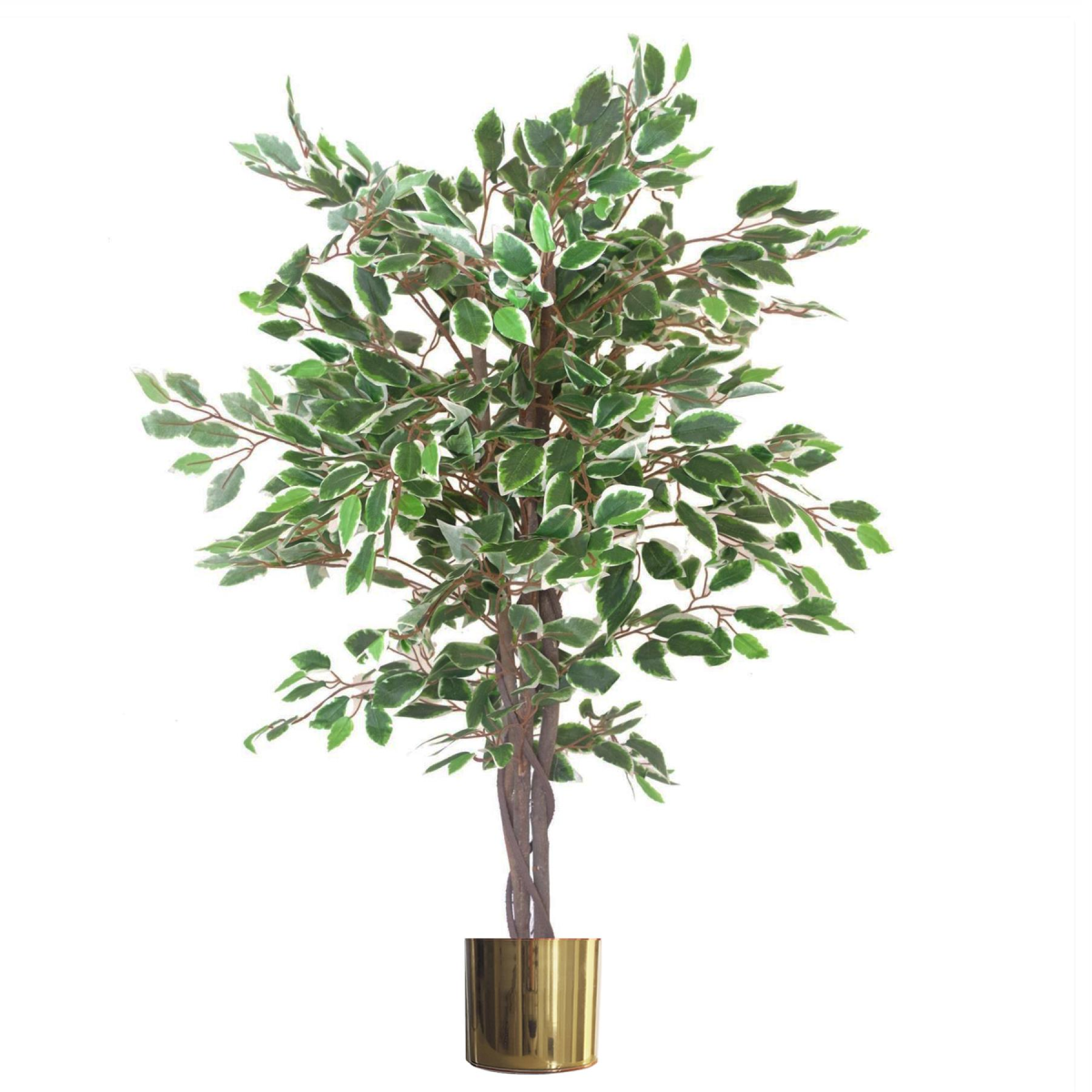 130cm Realistic White Edge Ficus Artificial Tree with Separate Metal Planter