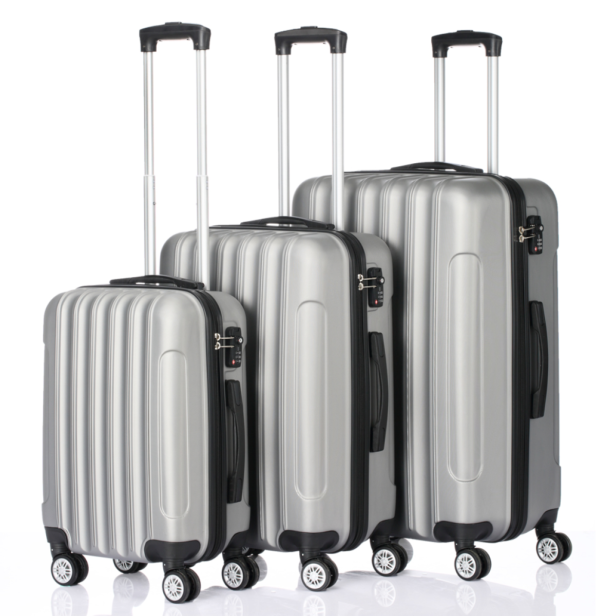 3-Piece Lightweight ABS Luggage Set with 4 Spinner Wheels and Combination Lock