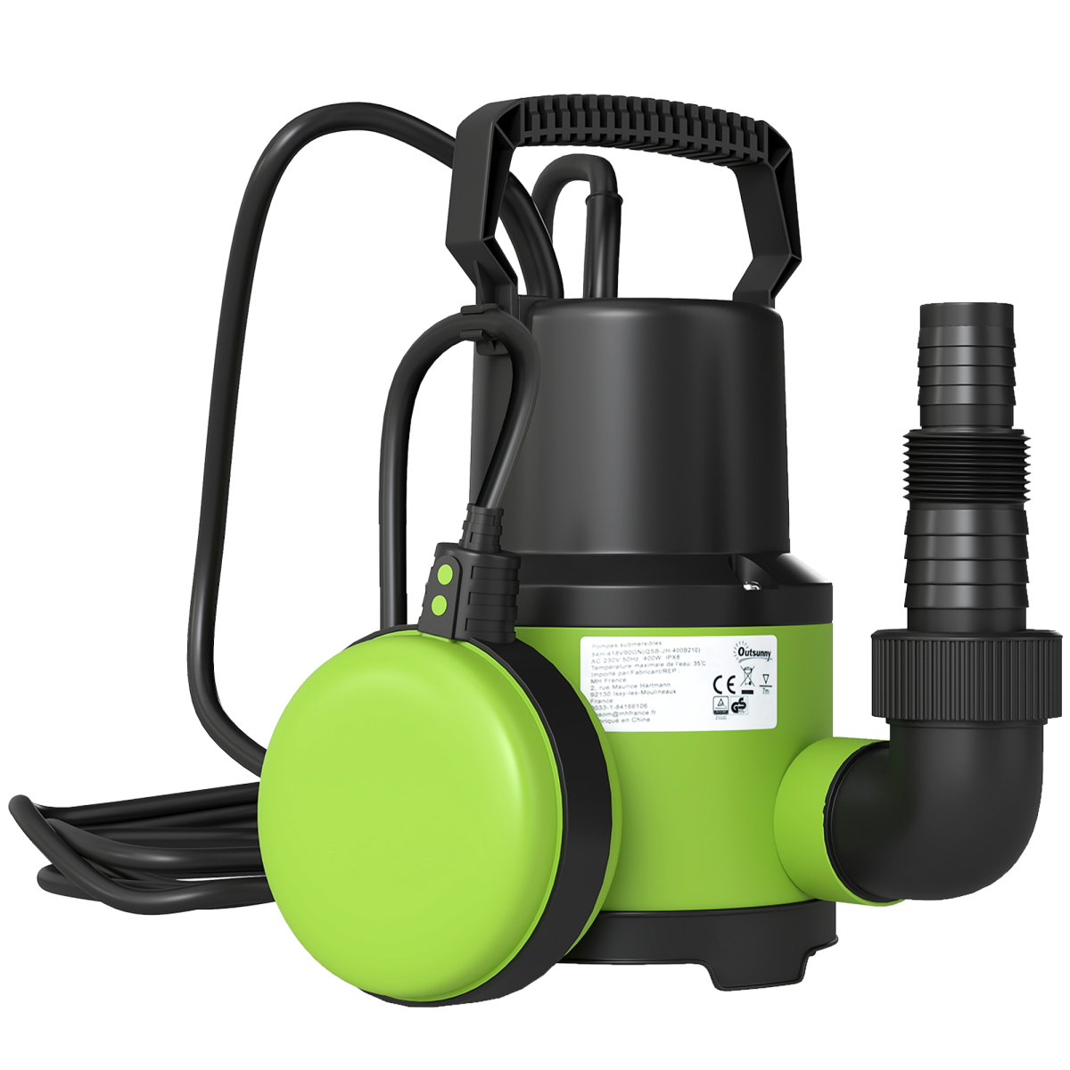 Outsunny 400W Automatic Sump Pump with Float Switch, 9000L/H