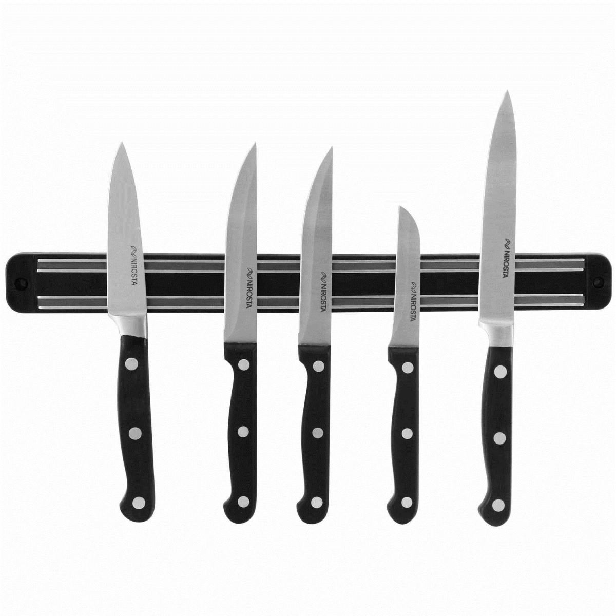 2 x 33 cm Black Wall-Mounted Magnetic Knife Holder Rack