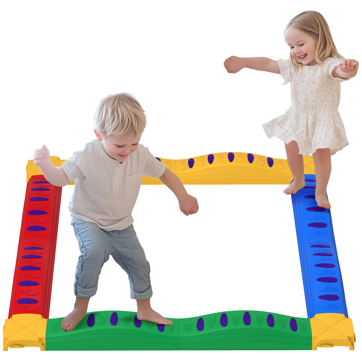 AIYAPLAY 12-Piece Kids Balance Beam Stepping Stones with Non-Slip Pads