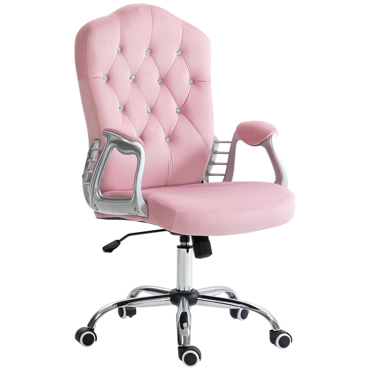 Vinsetto Pink Velvet-Feel Home Office Chair with Adjustable Height & Tilt