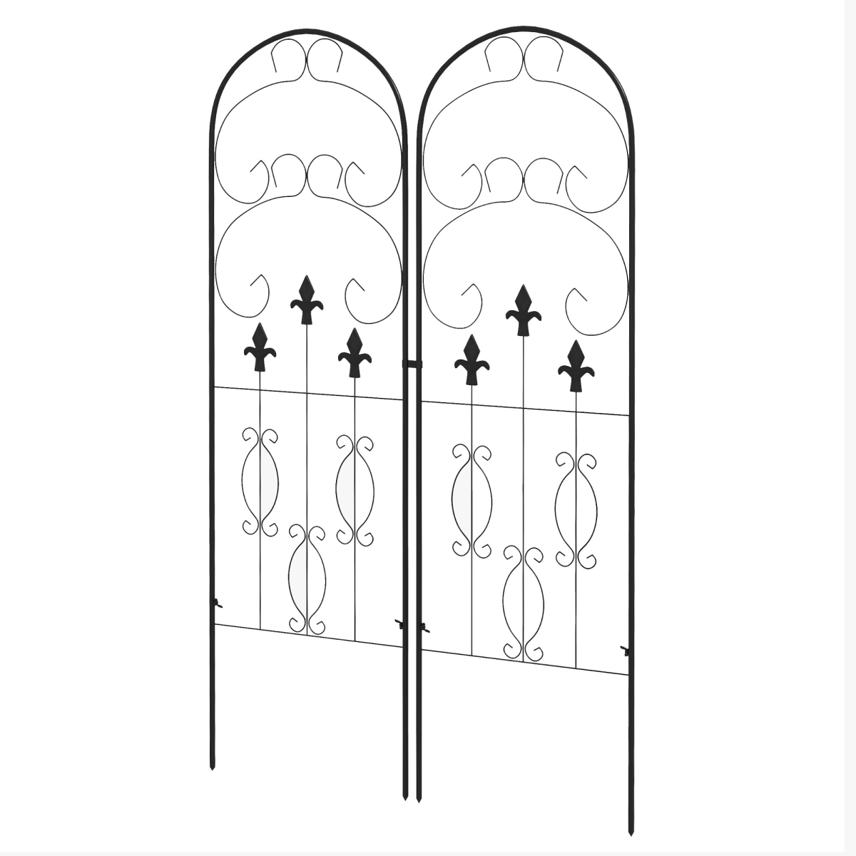 Outsunny Set of 2 Metal Trellis for Climbing Plants, Scrolls Design