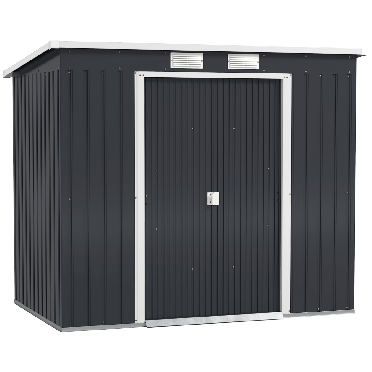 Outsunny 7 x 4ft Metal Garden Storage Shed with Double Door, Dark Grey