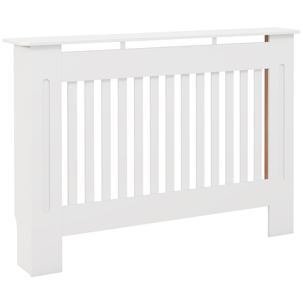 Radiator Cover Cabinet Painted Slatted MDF with Shelf, Lined Grill, 112 x 19 x 81 cm