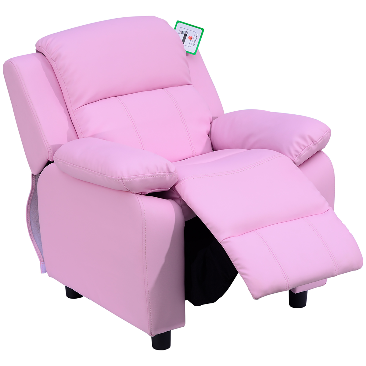 Kids Recliner Armchair with Footrest and Storage, PU Leather, Age 3-6