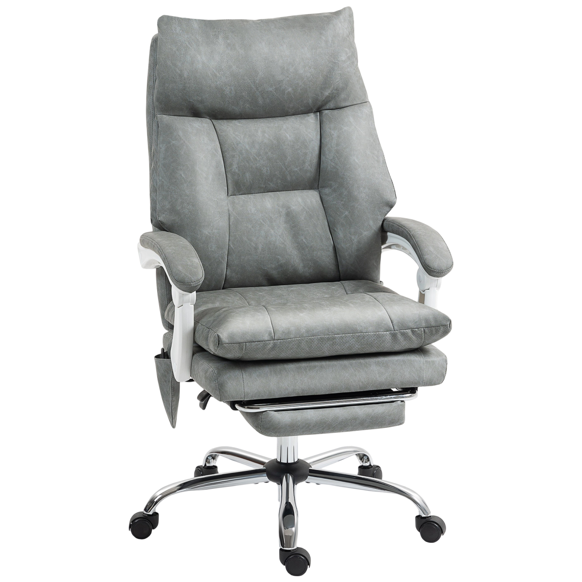 HOMCOM Grey Office Chair with Adjustable Lumbar, 135° Recline & Footrest