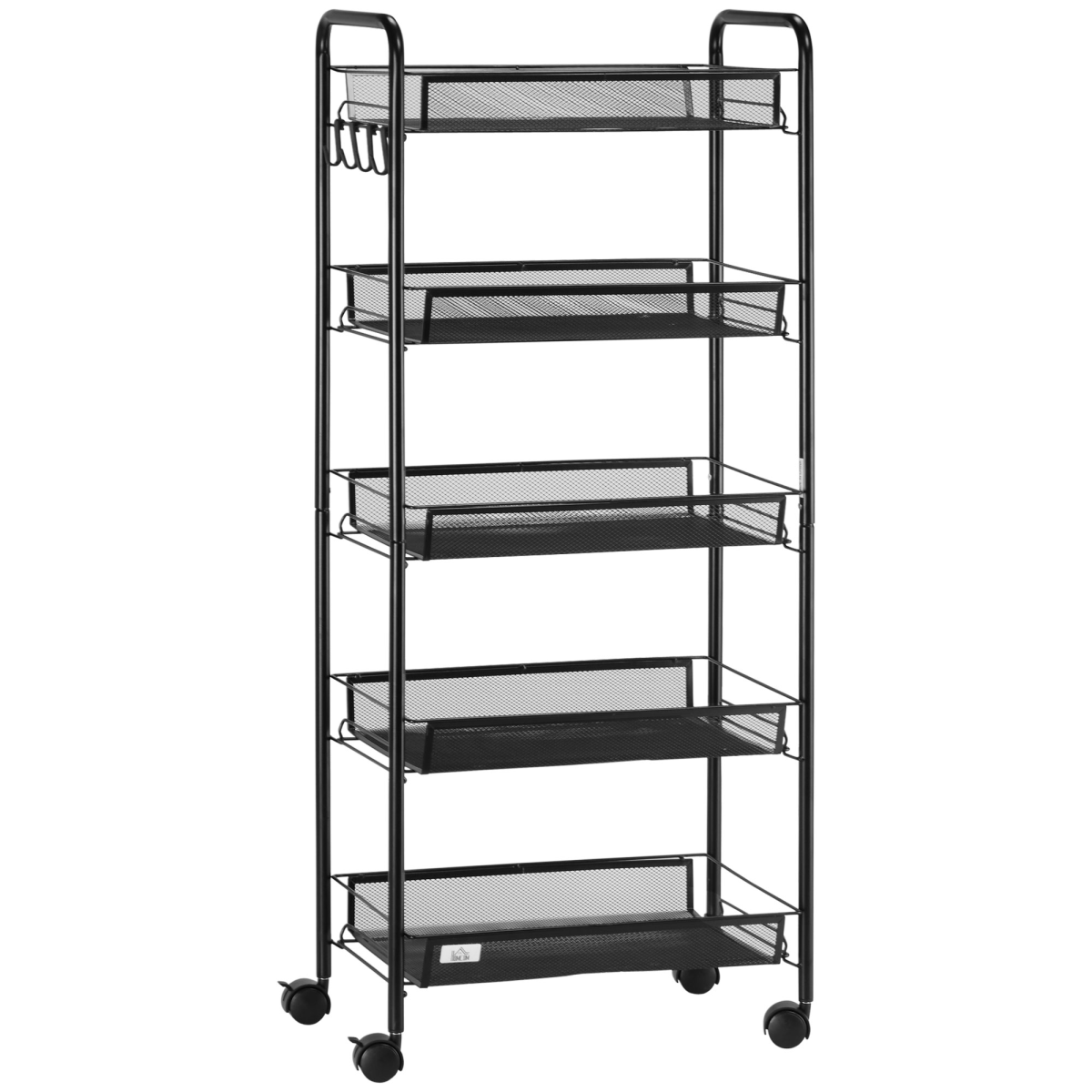 HOMCOM 5-Tier Rolling Utility Cart with Removable Mesh Baskets, Black