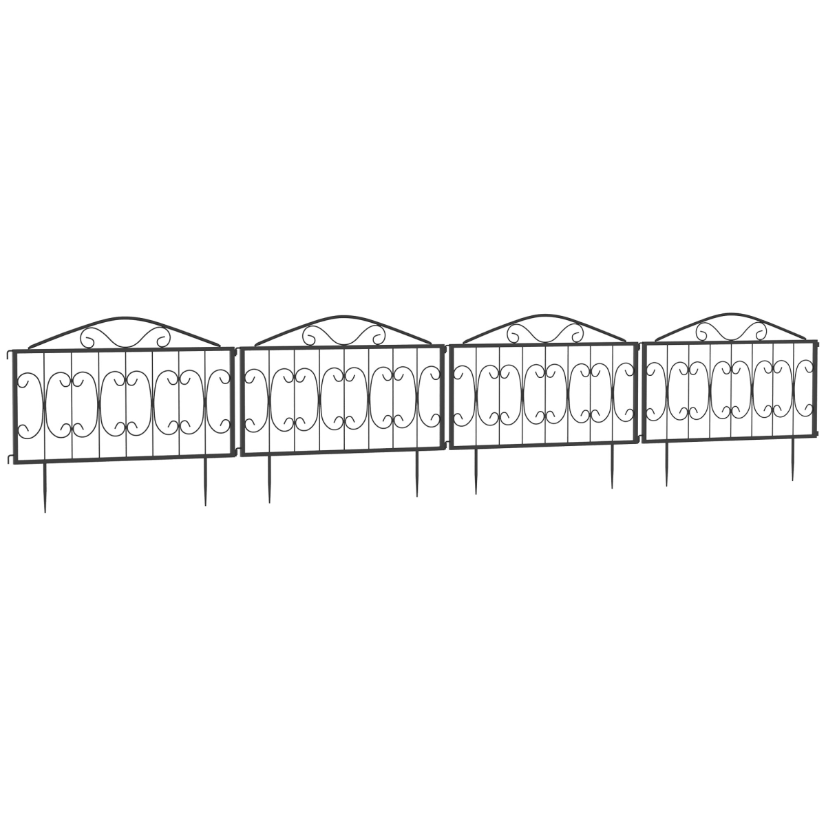 Outsunny 4-Piece Decorative Metal Garden Fence Edging