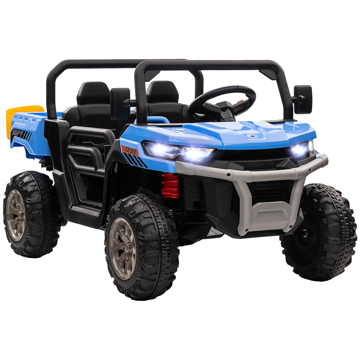 HOMCOM 12V Two-Seater Kids Electric Ride-On Truck, Blue and Black
