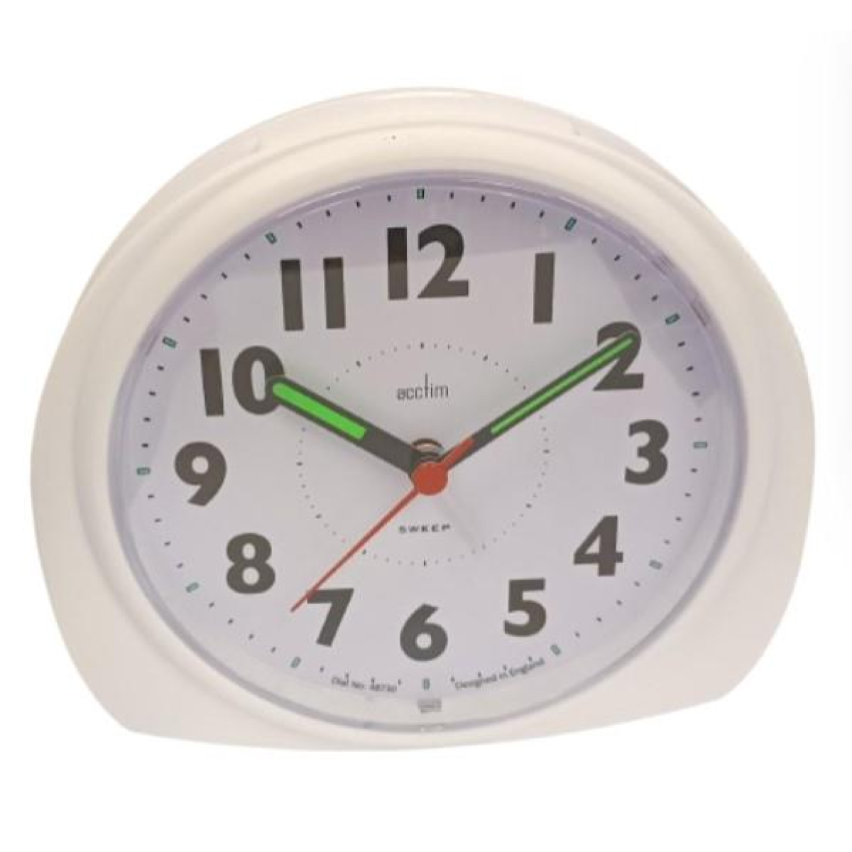Acctim Jefferson Large Bedside Alarm Clock with Silent Sweep, Snooze and Light - White