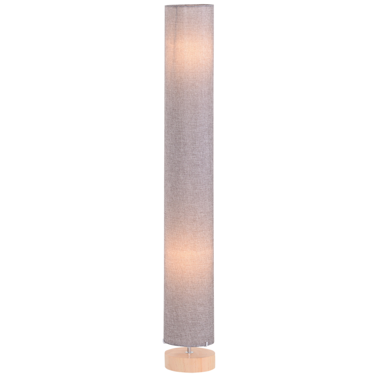 120cm Wooden Base Floor Lamp with Linen Fabric Shade Grey
