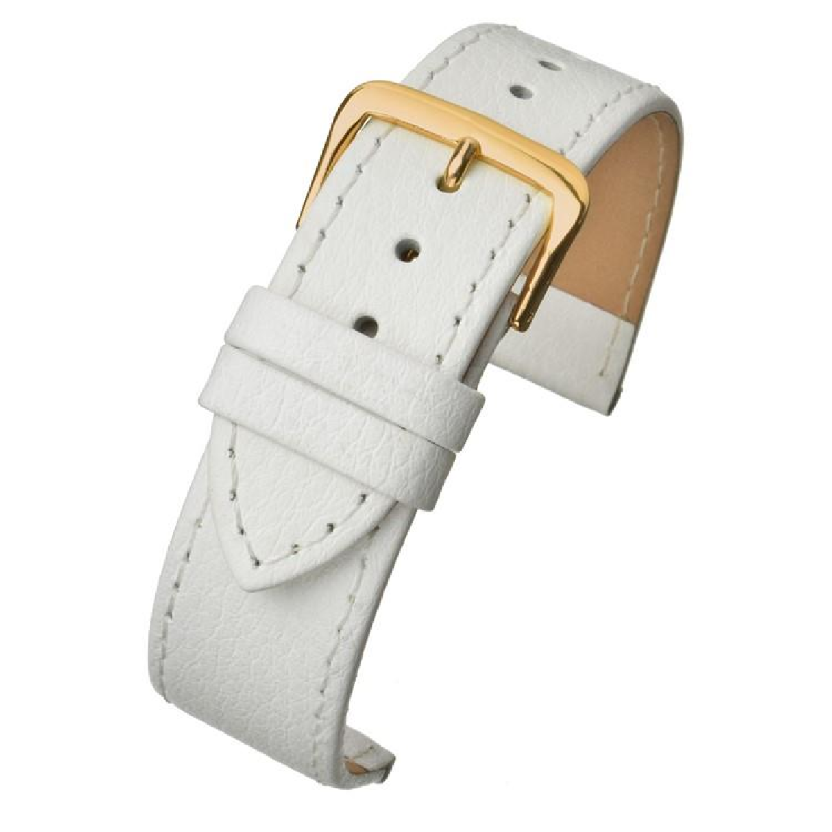 White Buffalo Grain Leather Watch Strap 22mm Stitched Edge