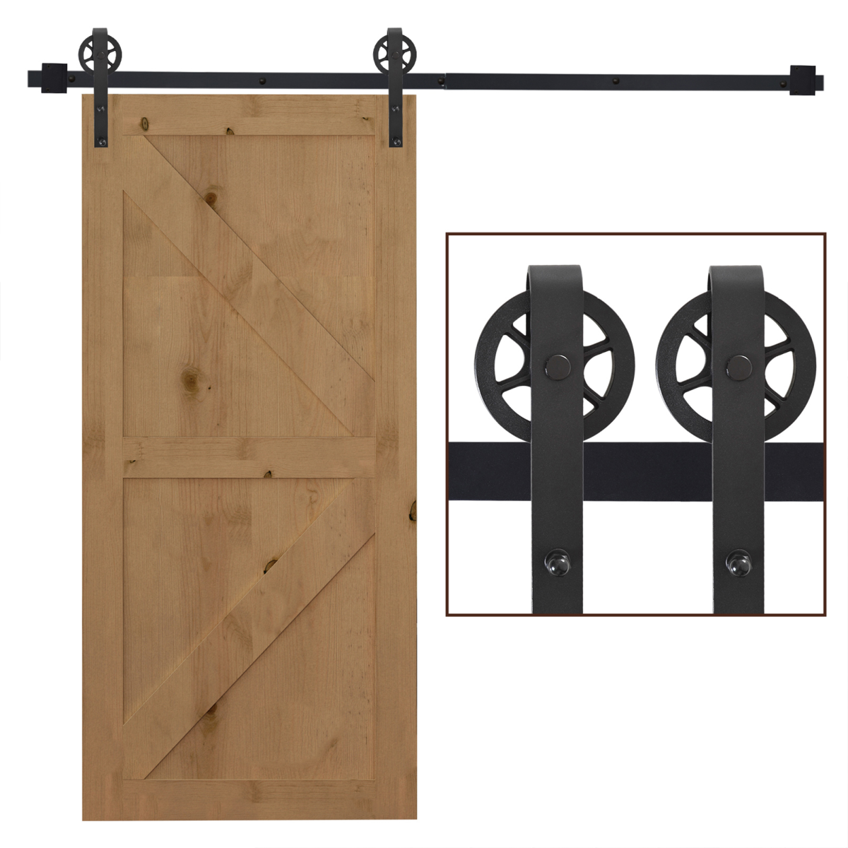HOMCOM Sliding Barn Door Hardware Kit, 6.6 Ft, Carbon Steel, Hardware Only, for 34-40 mm Door Panels