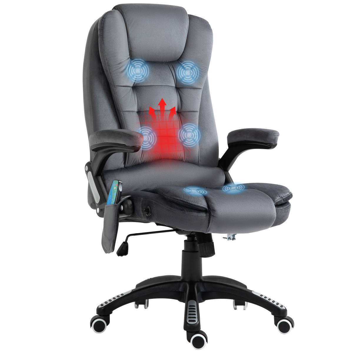 Reclining Executive Office Chair with Heating Massage Points and Headrest Grey