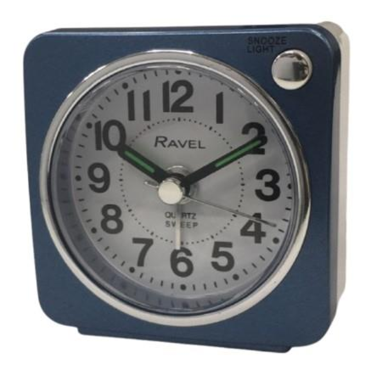 Ravel Mini Blue Bedside Alarm Clock with Silent Sweep, Snooze and Light