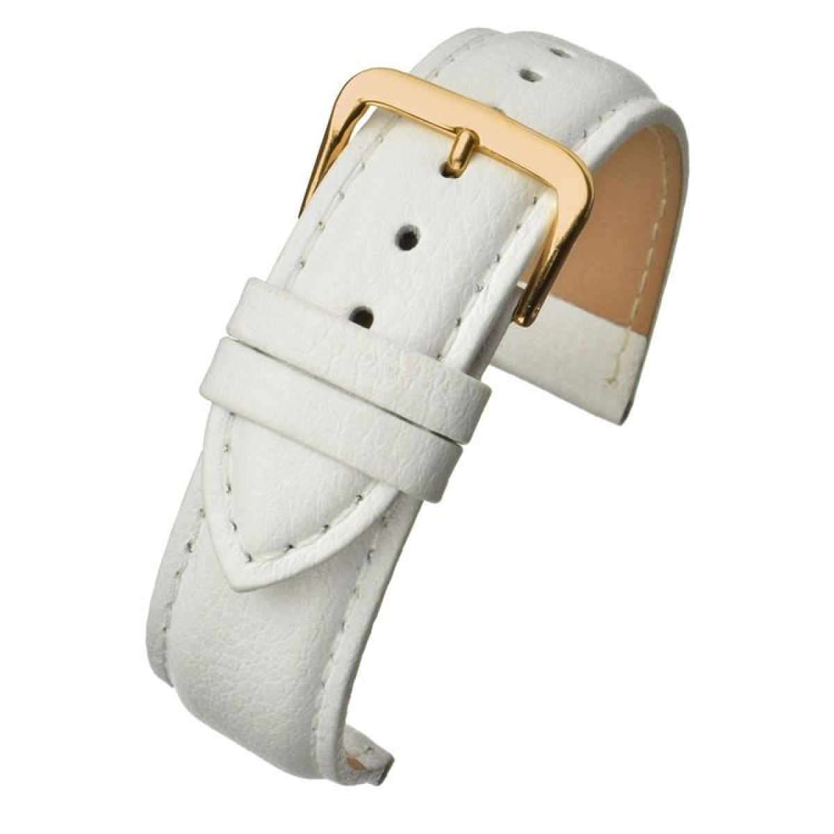 White Padded Buffalo Grain Leather Watch Strap
