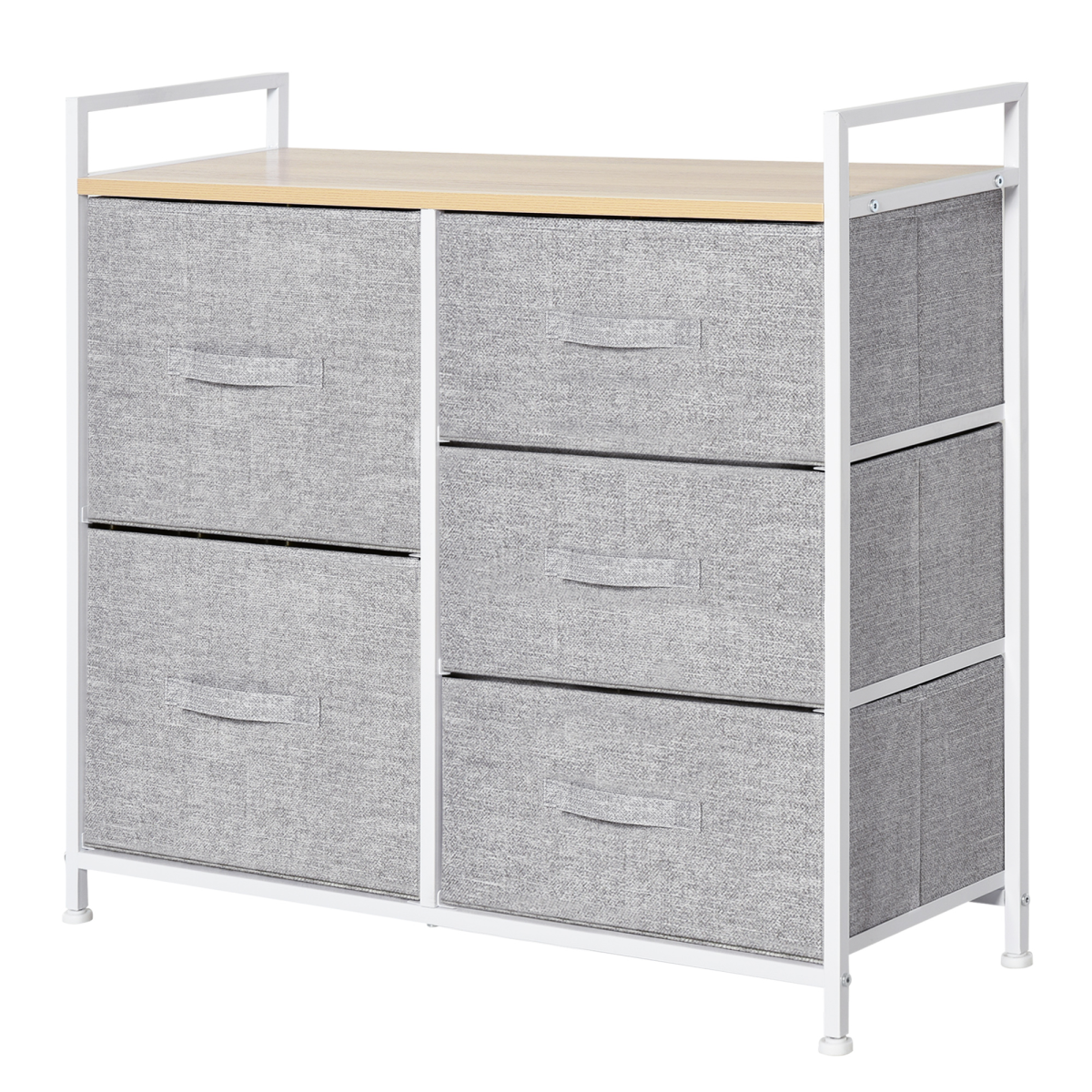 4 Drawer Linen Basket Storage Unit with Wood Top, Metal Frame and Handles HOMCOM