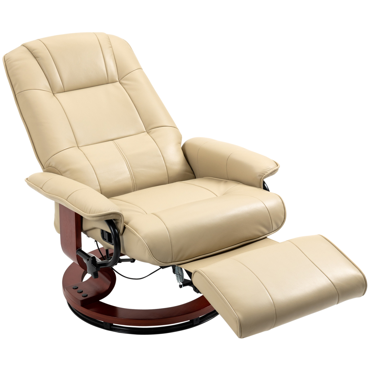 HOMCOM Cream PU Leather Ergonomic Recliner Chair with Footrest