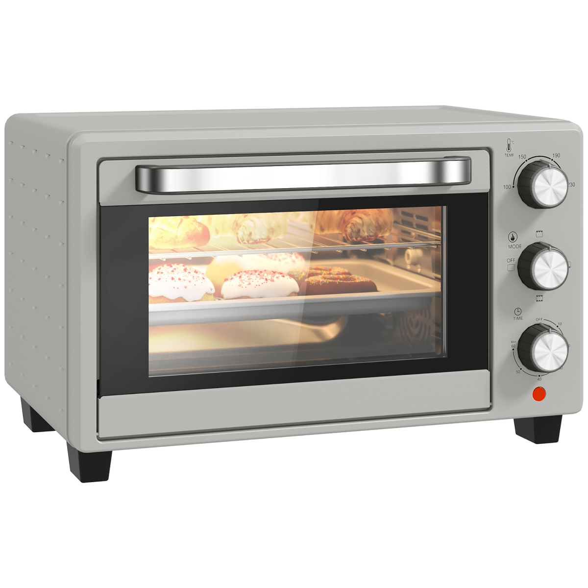 HOMCOM 21L Electric Mini Oven with Adjustable Temp, 1400W, Silver