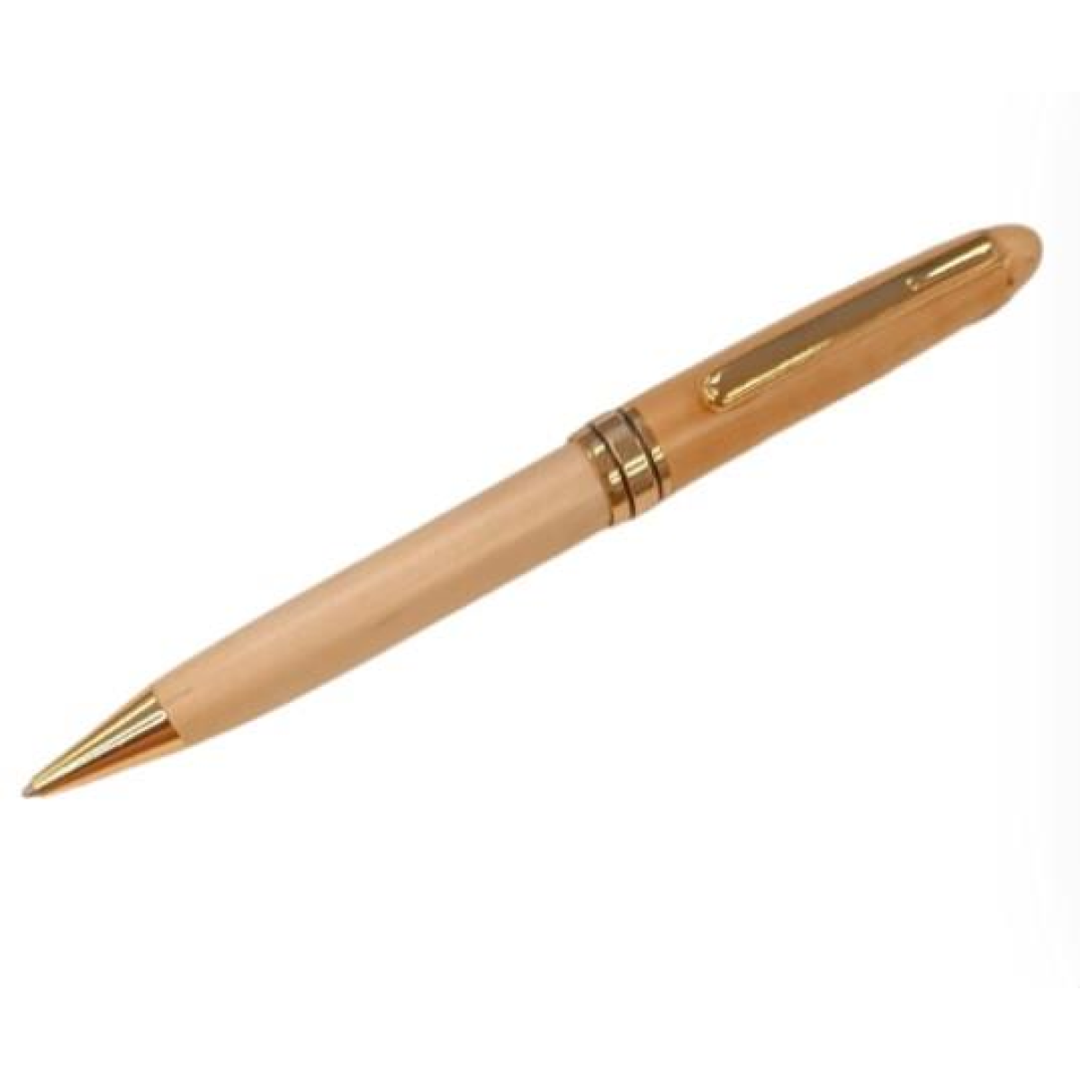 Imperial Handcrafted Natural Wood Light Brown Gold Trim Ball Pen IMP313M