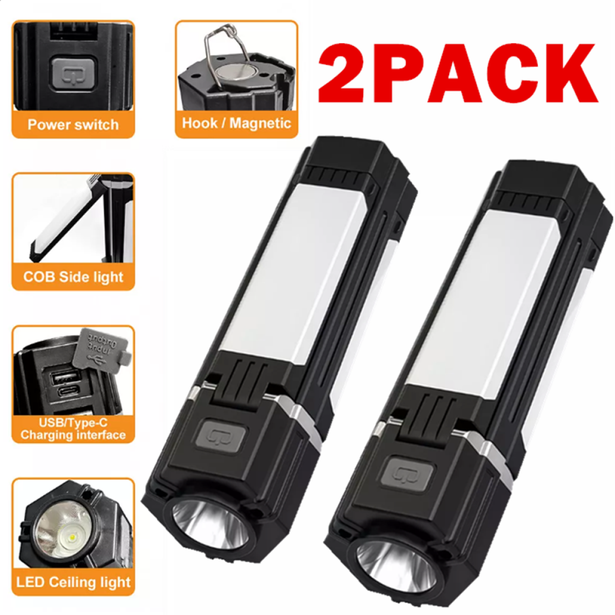 (2 pack)Rechargeable Foldable LED Camping Lantern Light Outdoor Camping Hiking Flashlight Work Light Camping Lantern Light