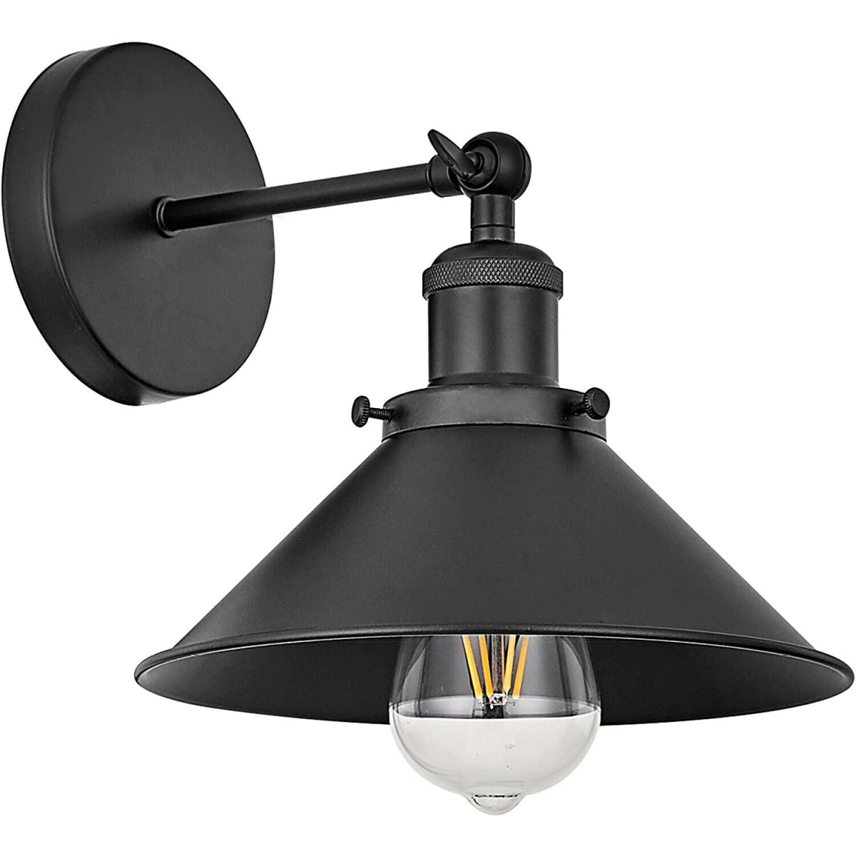 Black Vintage Retro Cone Shade Wall Sconce with E27 Holder