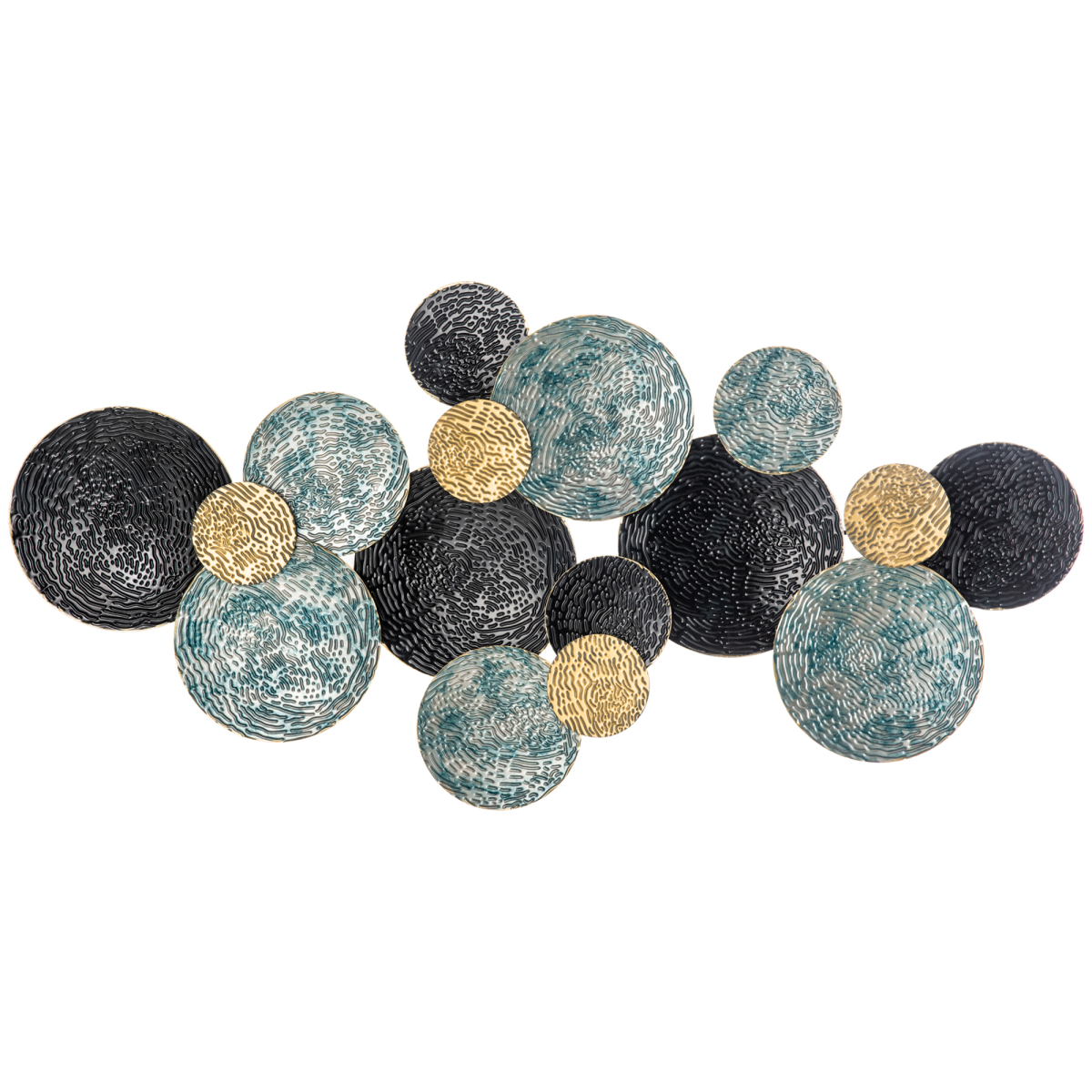 3D Minimalist Metal Multi-Disc Circle Wall Art Hanging Sculpture, Ready to Hang, 66 x 133 cm