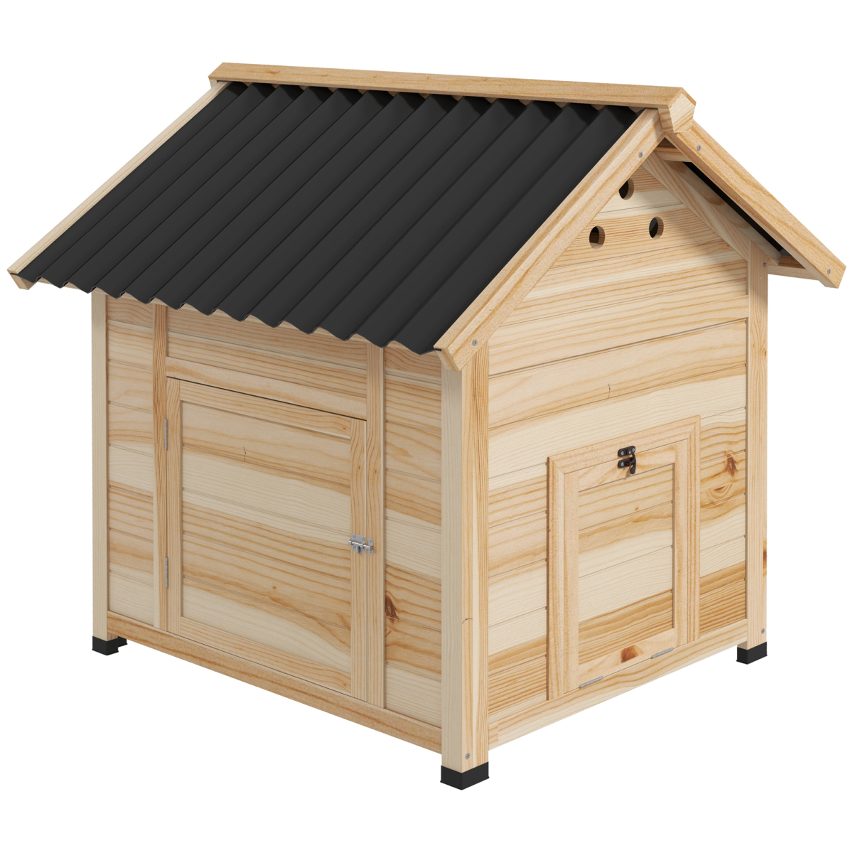 PawHut Wooden Duck House Poultry Coop with Double Doors, Openable Roof
