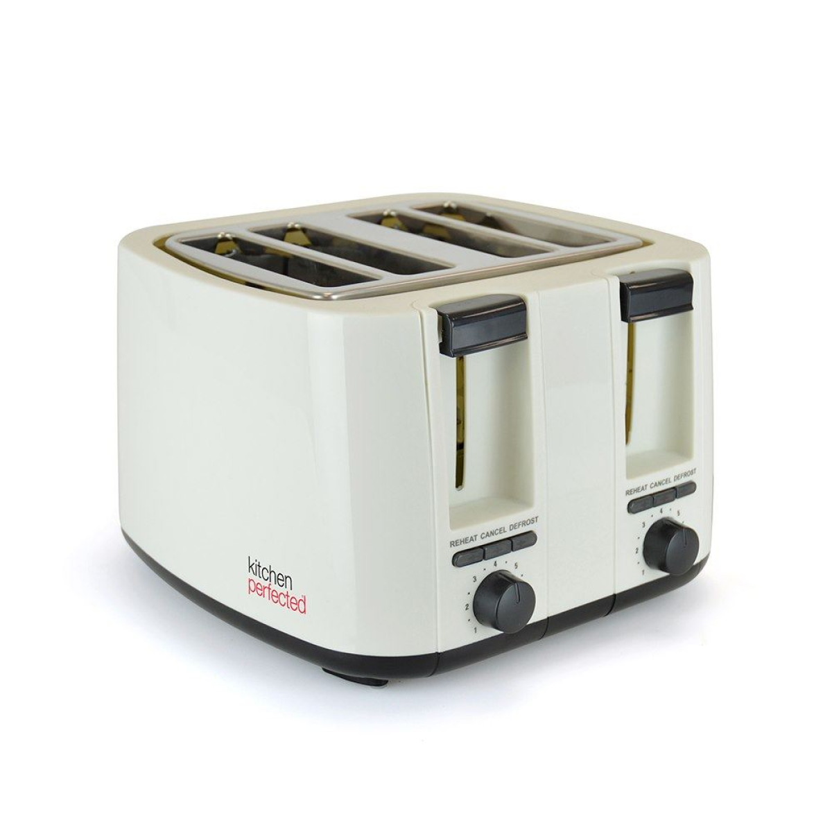 KitchenPerfected 4 Slice Extra-Wide Slot Toaster, Cream