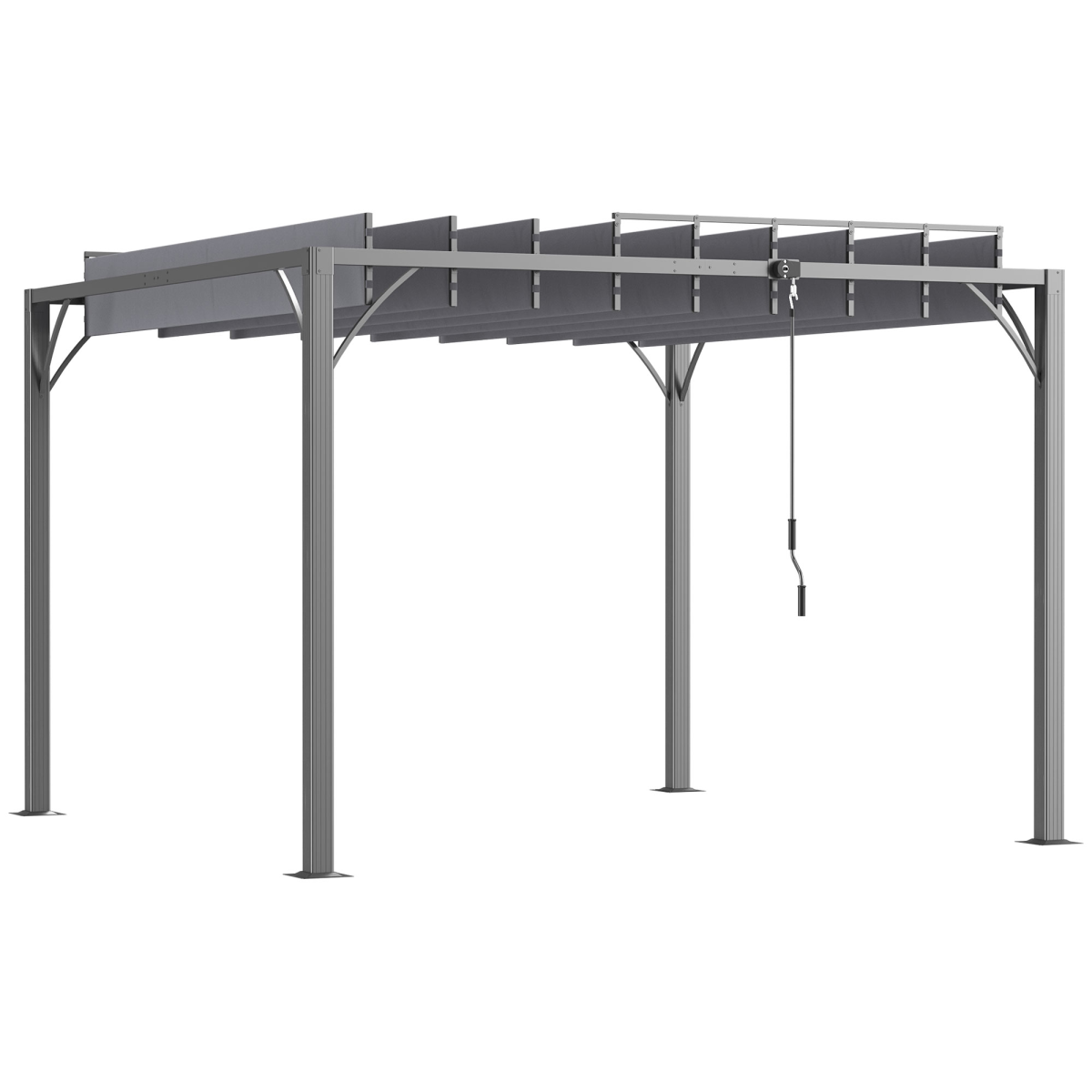 Outsunny 3 x 3m Outdoor Aluminium and Steel Pergola with 135° Louvered Roof, Grey