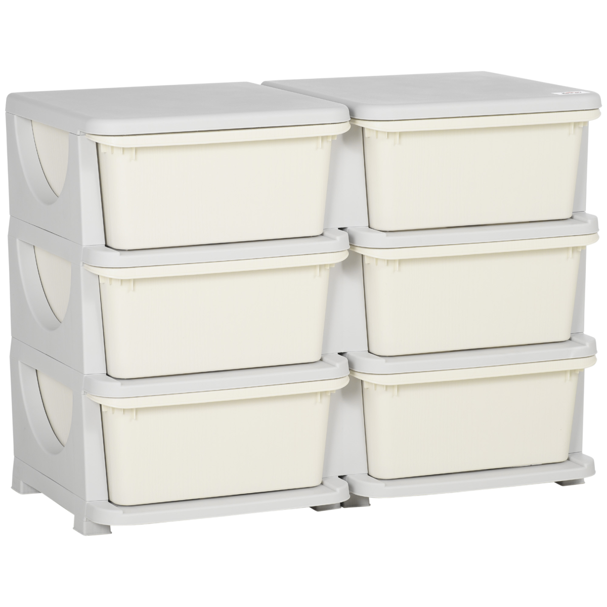 Kids Storage Unit Toy Box Vertical Dresser with Six Drawers - Cream