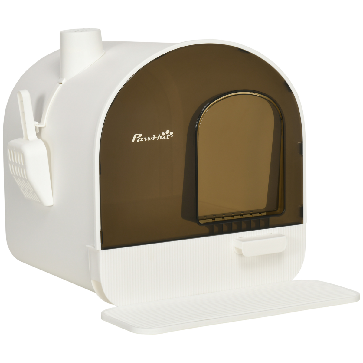 PawHut Hooded Cat Litter Tray with Scoop, Filter & Flap Door