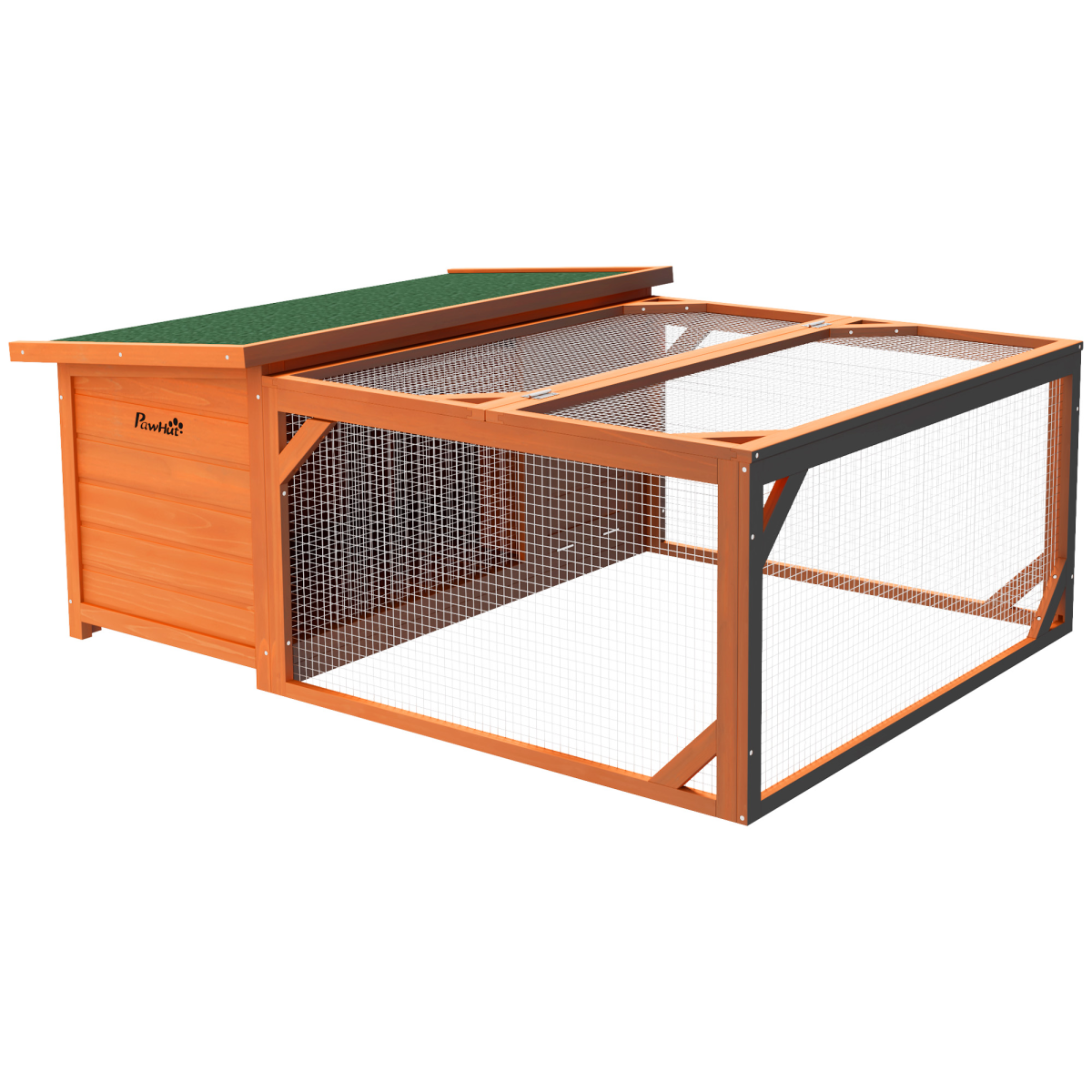 Wooden Rabbit Hutch with Run for Small Animals, 125.5 x 100 x 49 cm
