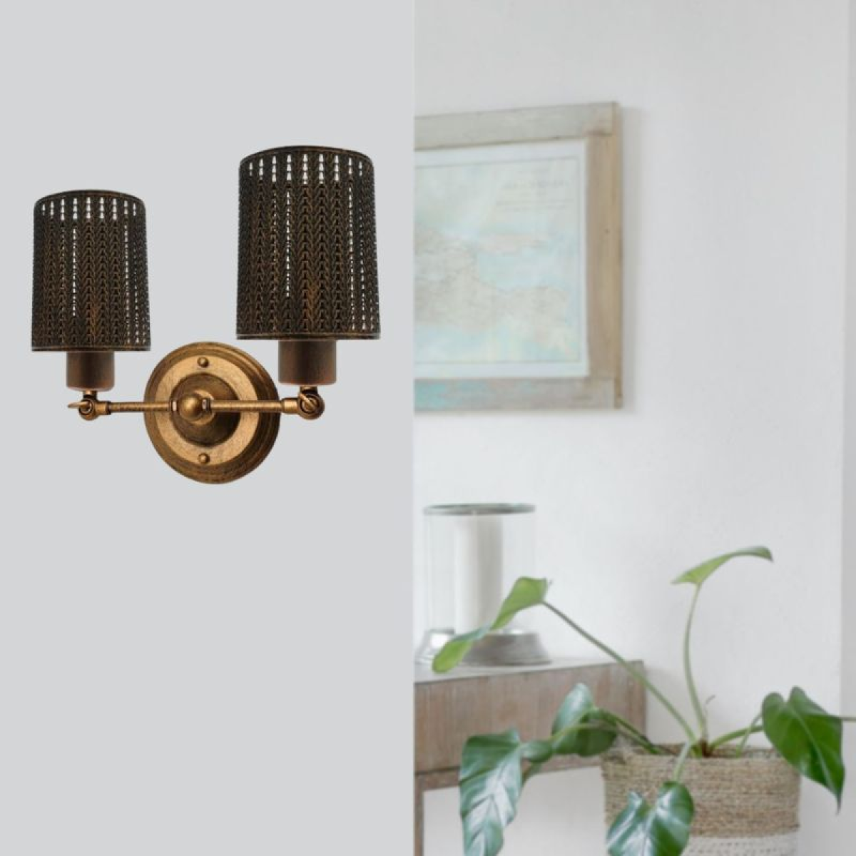 Brushed Copper Wall Light, Wall-Mounted Iron Sconce for Living Room