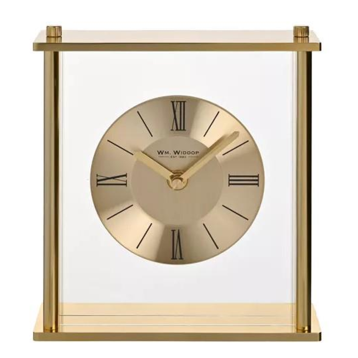 Wm. Widdop Gold Square Roman Dial Mantel Clock