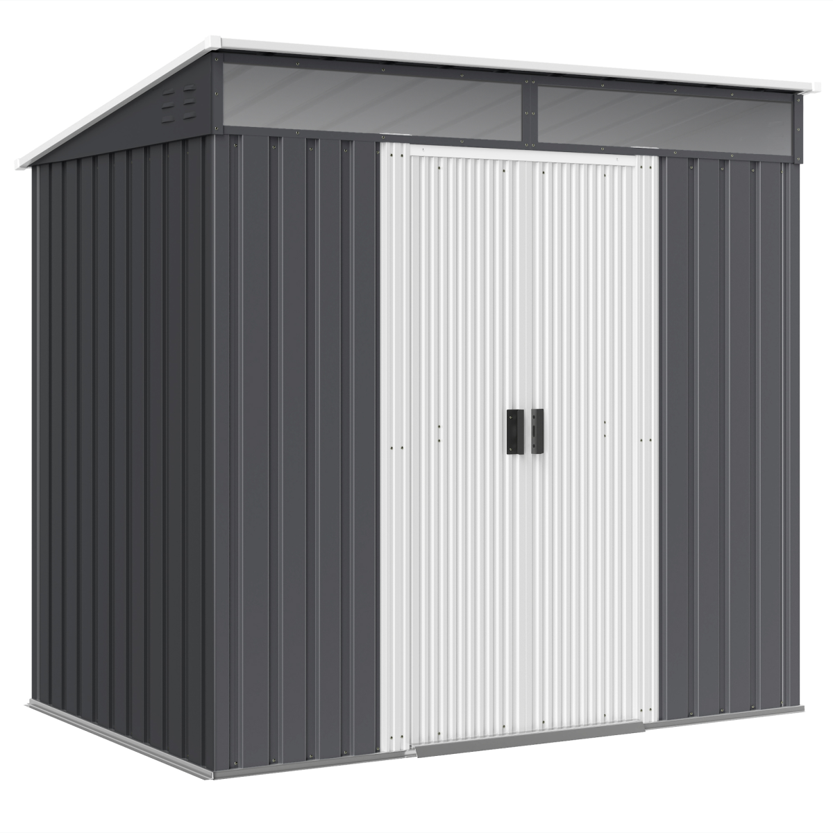 Outsunny 6.5 x 4 ft Lockable Metal Garden Shed with Foundation, Charcoal Grey