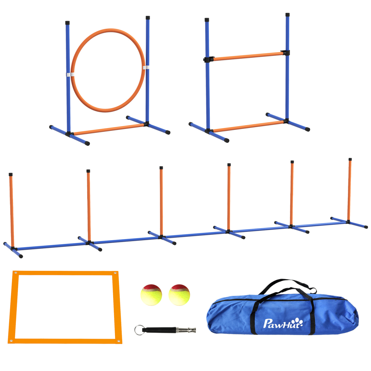 PawHut 4-Piece Dog Agility Training Kit with Carry Bag
