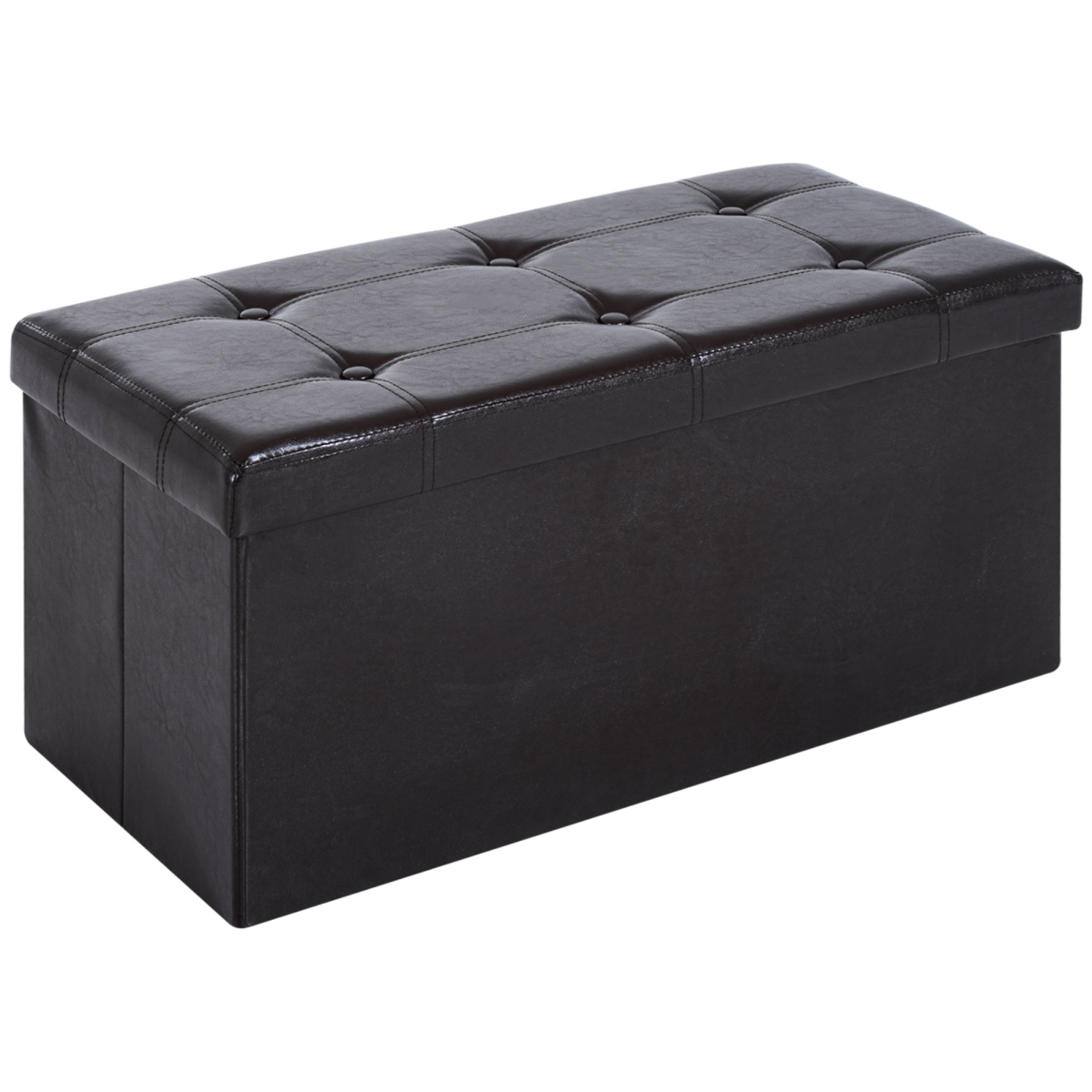 HOMCOM Folding Faux Leather Storage Cube Ottoman Bench Seat Brown