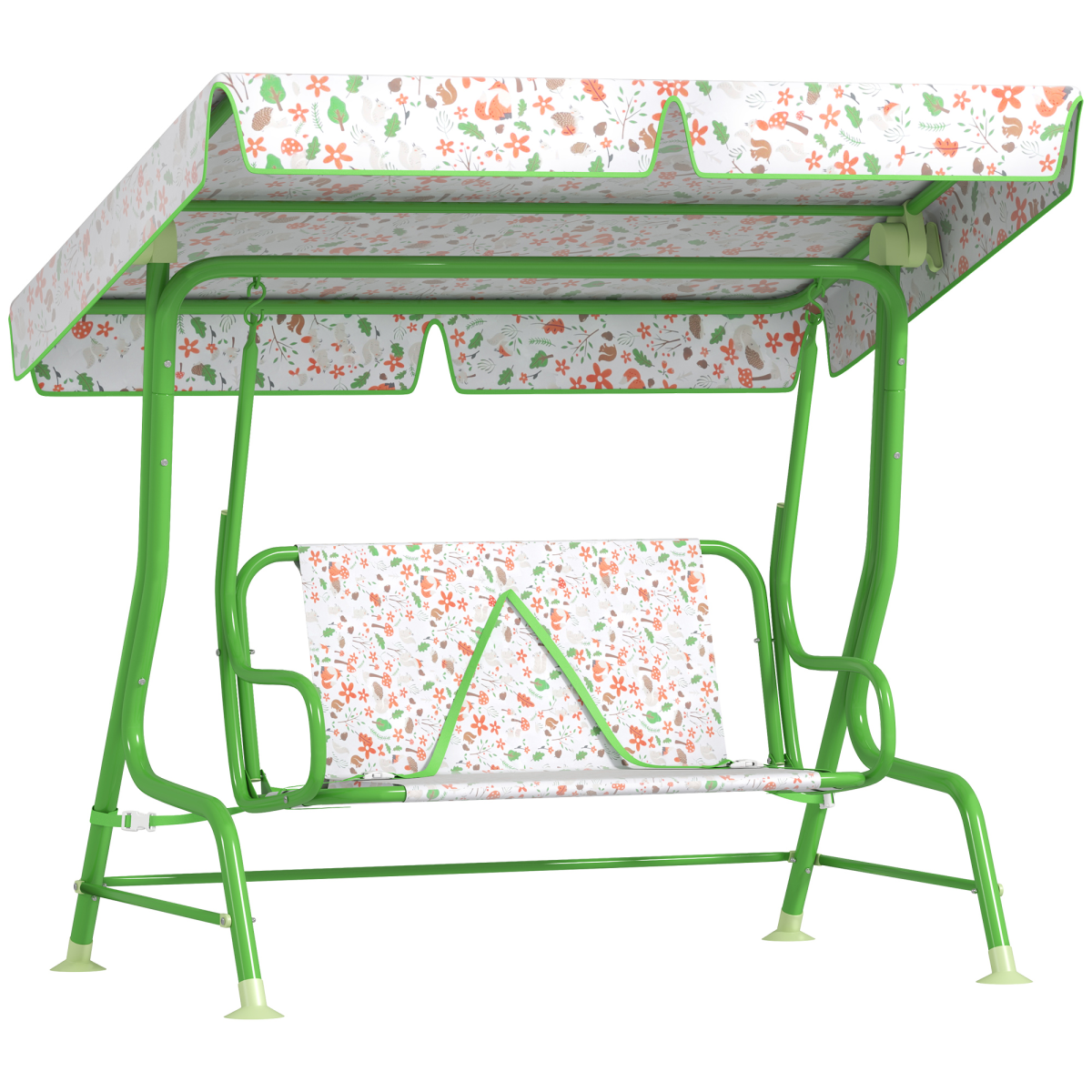 Kids Fox Pattern Swing Seat with Adjustable Canopy