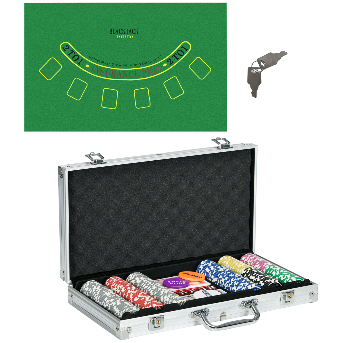 SPORTNOW 300-Piece Poker Chip Set with Mat, Case & 2 Decks