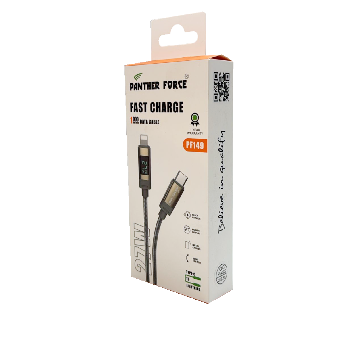 Panther Force 27W USB-C to Lightning Cable with LED Power Indicator