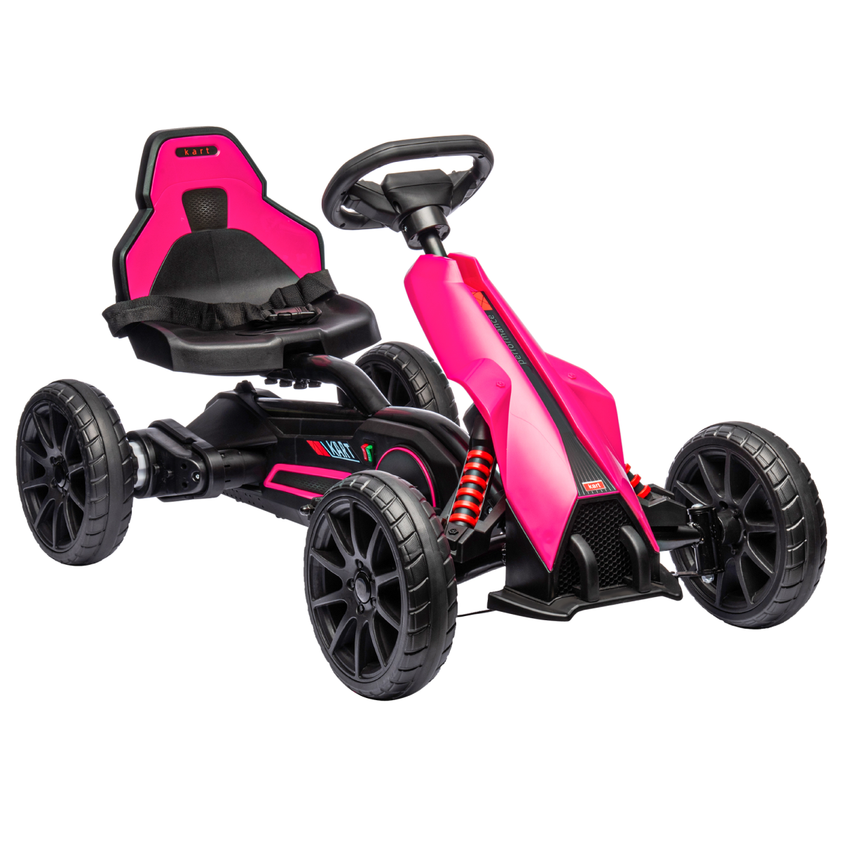 HOMCOM 12V Electric Go Kart, Forward/Reverse, 2 Speeds, Ages 3-8, Pink