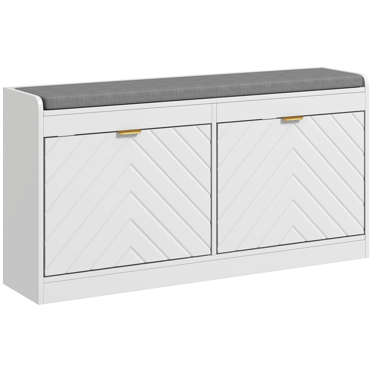 HOMCOM Shoe Bench with Cushioned Seat, 2 Flip Drawers, 8 Pairs, White