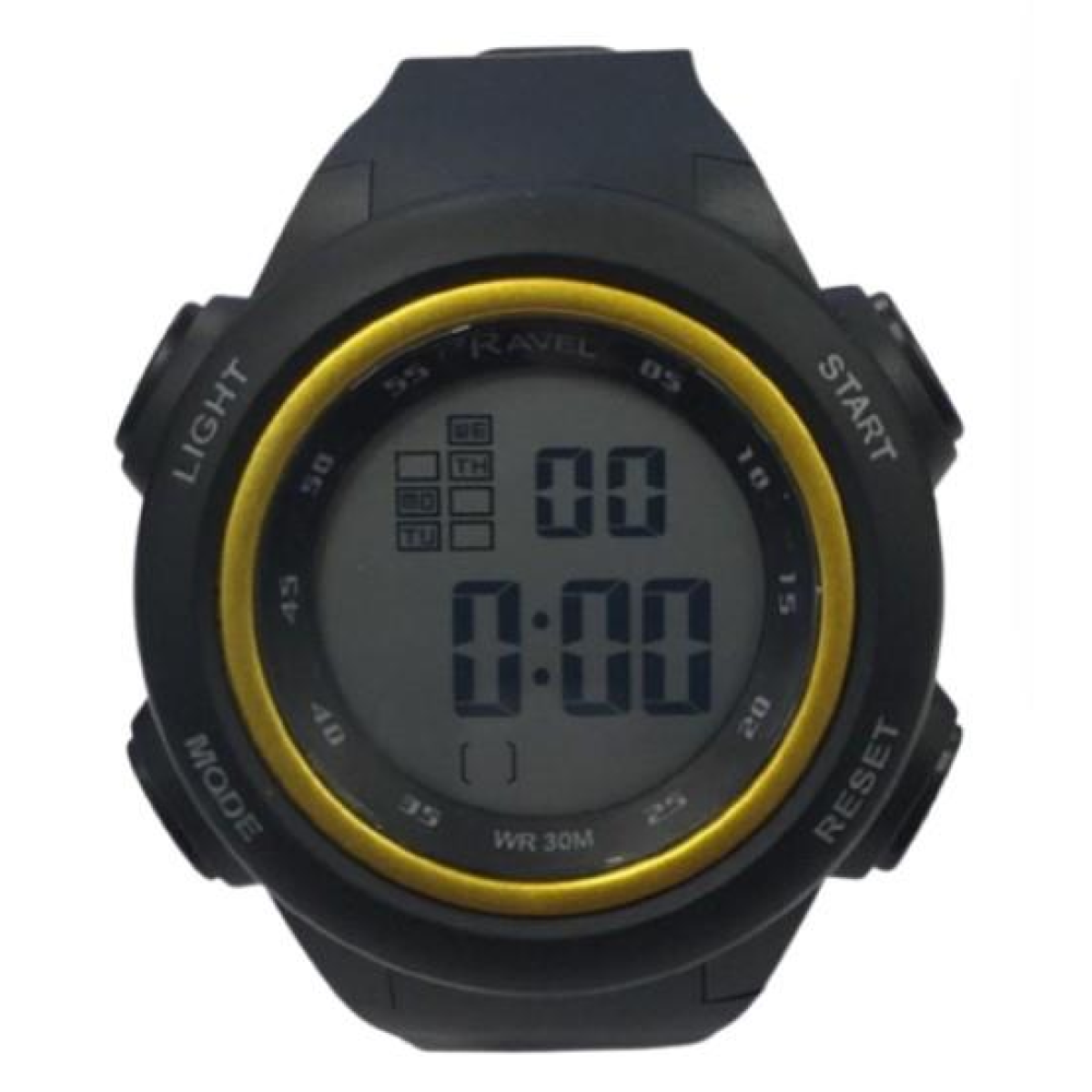 Ravel Men’s 3ATM Digital Sports Watch with Gold Ring RDG.14.37